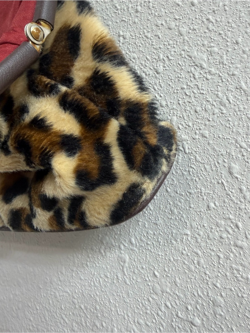 Apostrophe Leopard Print Faux Fur Shoulder Clutch - Brown & Black - Picture 2 of 3